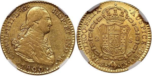2 Escudo 西班牙帝國 金 卡洛斯四世 (1748-1819)