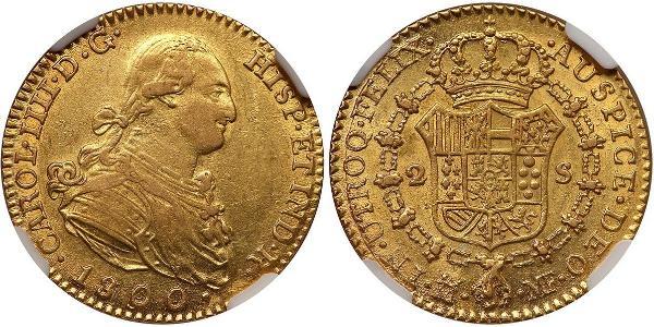 2 Escudo 西班牙帝國 金 卡洛斯四世 (1748-1819)