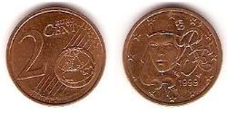2 Eurocent Quinta República Francesa (1958 - ) Cobre/Acero 