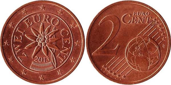 2 Eurocent Republic of Austria (1955 - ) Copper 