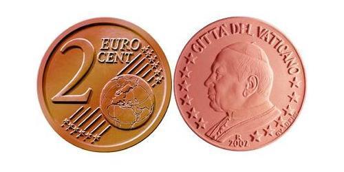 2 Eurocent Vatikan (1926-) Kupfer/Stahl John Paul II (1920 - 2005)