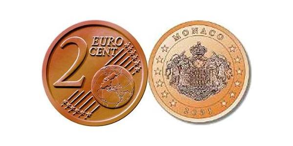 2 Eurocent Monaco Steel/Copper 