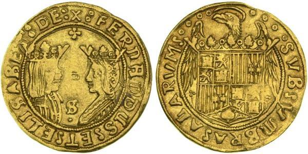 2 Excelente Spanien Gold Ferdinand II of Aragon / Isabella I of Castile (1451-1504)