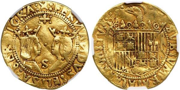 2 Excelente Spanien Gold Ferdinand II of Aragon / Isabella I of Castile (1451-1504)