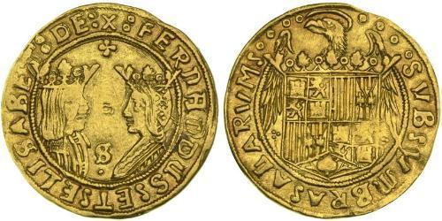 2 Excelente Spanien Or Ferdinand II of Aragon / Isabella I of Castile (1451-1504)