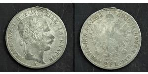 2 Florin Autriche-Hongrie (1867-1918) Argent Franz Joseph I (1830 - 1916)