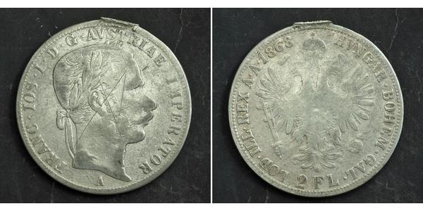 2 Florin Impero austro-ungarico (1867-1918) Argento Franz Joseph I (1830 - 1916)