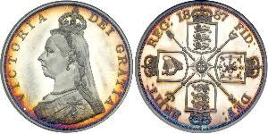 2 Florin Regno Unito di Gran Bretagna e Irlanda (1801-1922) Argento Vittoria (1819 - 1901)