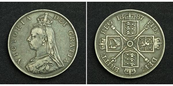 2 Florin 大不列颠及爱尔兰联合王国 (1801 - 1922) 銀 维多利亚 (英国君主)