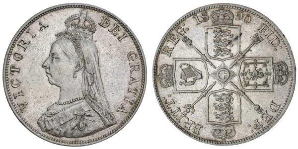 2 Florin 大不列颠及爱尔兰联合王国 (1801 - 1922) 銀 维多利亚 (英国君主)