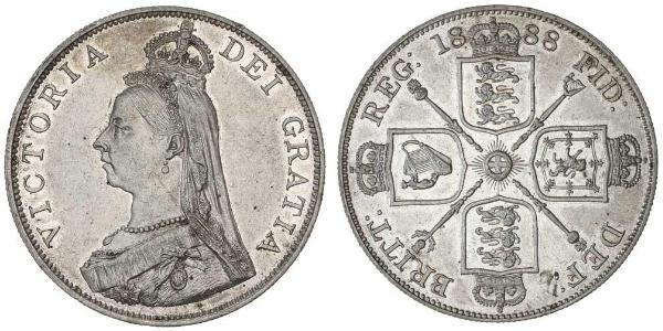 2 Florin 大不列颠及爱尔兰联合王国 (1801 - 1922) 銀 维多利亚 (英国君主)