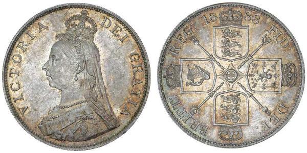 2 Florin 大不列颠及爱尔兰联合王国 (1801 - 1922) 銀 维多利亚 (英国君主)