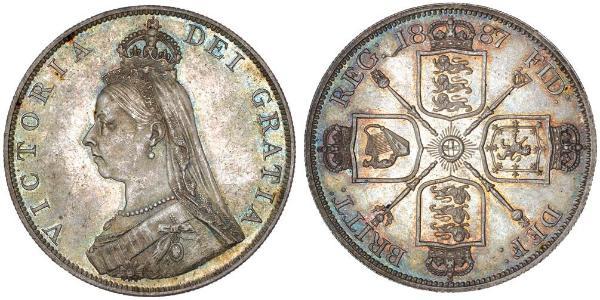 2 Florin 大不列颠及爱尔兰联合王国 (1801 - 1922) 銀 维多利亚 (英国君主)
