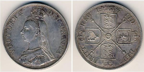 2 Florin 大不列颠及爱尔兰联合王国 (1801 - 1922) 銀 维多利亚 (英国君主)