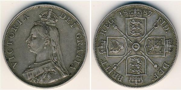 2 Florin 大不列颠及爱尔兰联合王国 (1801 - 1922) 銀 维多利亚 (英国君主)