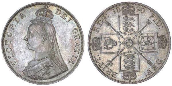 2 Florin 大不列颠及爱尔兰联合王国 (1801 - 1922) 銀 维多利亚 (英国君主)