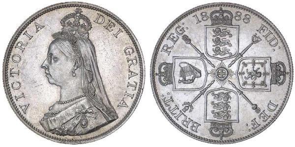2 Florin 大不列颠及爱尔兰联合王国 (1801 - 1922) 銀 维多利亚 (英国君主)