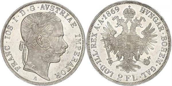 2 Florin / 2 Gulden Impero austro-ungarico (1867-1918) Argento Franz Joseph I (1830 - 1916)