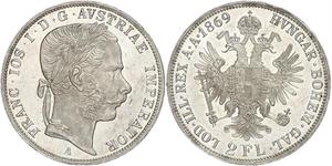 2 Florin / 2 Gulden Imperio austrohúngaro (1867-1918) Plata Franz Joseph I (1830 - 1916)