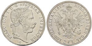 2 Florin / 2 Gulden Imperio austrohúngaro (1867-1918) Plata Franz Joseph I (1830 - 1916)