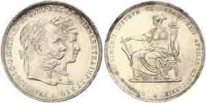 2 Florin / 2 Gulden Reino de Hungría (1000-1918) / Imperio austríaco (1804-1867) Plata Franz Joseph I (1830 - 1916)