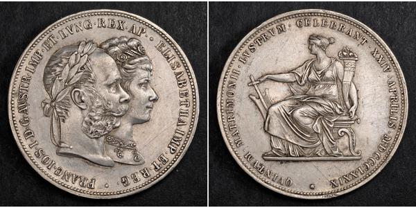 2 Florin / 2 Gulden Kaisertum Österreich (1804-1867) / Königreich Ungarn (1000-1918) Silber Franz Joseph I (1830 - 1916)