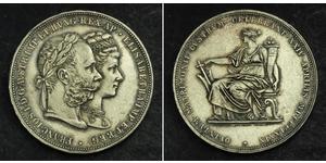 2 Florin / 2 Gulden 匈牙利王国 / 奧地利帝國 (1804 - 1867) 銀 弗朗茨·约瑟夫一世 (1830 - 1916)