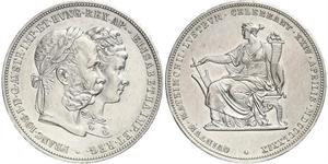 2 Florin / 2 Gulden 匈牙利王国 / 奧地利帝國 (1804 - 1867) 銀 弗朗茨·约瑟夫一世 (1830 - 1916)