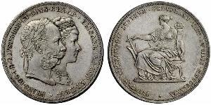 2 Florin / 2 Gulden 匈牙利王国 / 奧地利帝國 (1804 - 1867) 銀 弗朗茨·约瑟夫一世 (1830 - 1916)