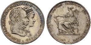 2 Florin / 2 Gulden 匈牙利王国 / 奧地利帝國 (1804 - 1867) 銀 弗朗茨·约瑟夫一世 (1830 - 1916)