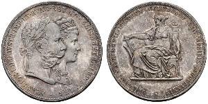 2 Florin / 2 Gulden 匈牙利王国 / 奧地利帝國 (1804 - 1867) 銀 弗朗茨·约瑟夫一世 (1830 - 1916)