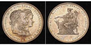 2 Florin / 2 Gulden 匈牙利王国 / 奧地利帝國 (1804 - 1867) 銀 弗朗茨·约瑟夫一世 (1830 - 1916)