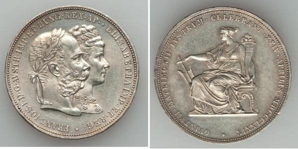 2 Florin / 2 Gulden 匈牙利王国 / 奧地利帝國 (1804 - 1867) 銀 弗朗茨·约瑟夫一世 (1830 - 1916)