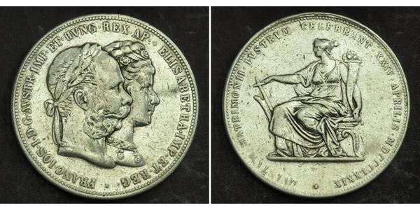 2 Florin / 2 Gulden 匈牙利王国 / 奧地利帝國 (1804 - 1867) 銀 弗朗茨·约瑟夫一世 (1830 - 1916)