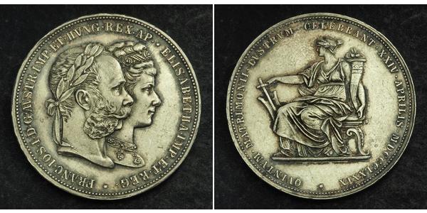 2 Florin / 2 Gulden 匈牙利王国 / 奧地利帝國 (1804 - 1867) 銀 弗朗茨·约瑟夫一世 (1830 - 1916)