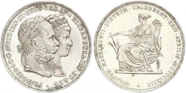 2 Florin / 2 Gulden 匈牙利王国 / 奧地利帝國 (1804 - 1867) 銀 弗朗茨·约瑟夫一世 (1830 - 1916)