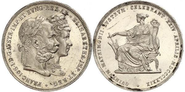 2 Florin / 2 Gulden 匈牙利王国 / 奧地利帝國 (1804 - 1867) 銀 弗朗茨·约瑟夫一世 (1830 - 1916)