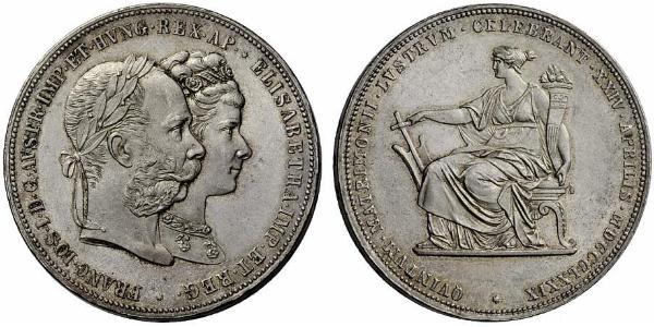 2 Florin / 2 Gulden 匈牙利王国 / 奧地利帝國 (1804 - 1867) 銀 弗朗茨·约瑟夫一世 (1830 - 1916)