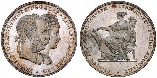 2 Florin / 2 Gulden 匈牙利王国 / 奧地利帝國 (1804 - 1867) 銀 弗朗茨·约瑟夫一世 (1830 - 1916)