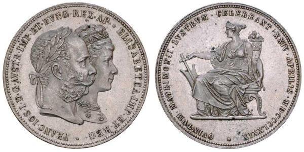 2 Florin / 2 Gulden 匈牙利王国 / 奧地利帝國 (1804 - 1867) 銀 弗朗茨·约瑟夫一世 (1830 - 1916)