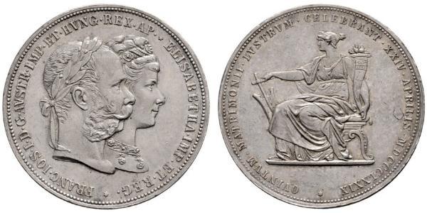 2 Florin / 2 Gulden 匈牙利王国 / 奧地利帝國 (1804 - 1867) 銀 弗朗茨·约瑟夫一世 (1830 - 1916)