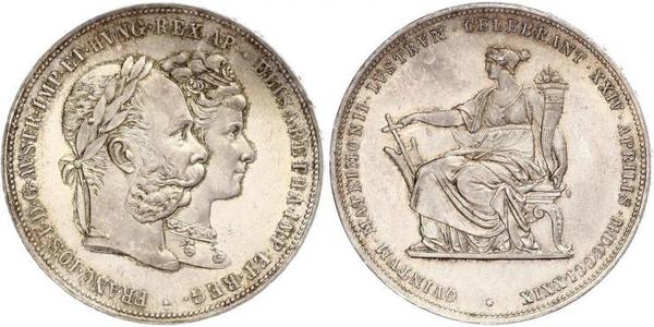 2 Florin / 2 Gulden 匈牙利王国 / 奧地利帝國 (1804 - 1867) 銀 弗朗茨·约瑟夫一世 (1830 - 1916)