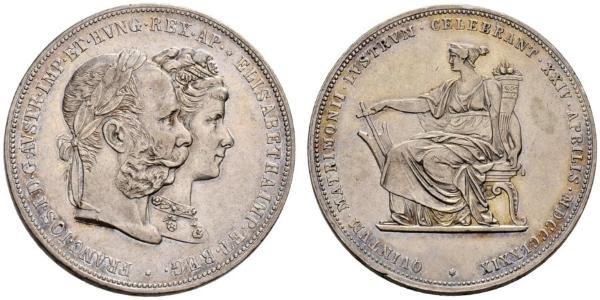 2 Florin / 2 Gulden 匈牙利王国 / 奧地利帝國 (1804 - 1867) 銀 弗朗茨·约瑟夫一世 (1830 - 1916)