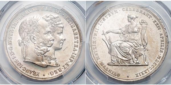 2 Florin / 2 Gulden 匈牙利王国 / 奧地利帝國 (1804 - 1867) 銀 弗朗茨·约瑟夫一世 (1830 - 1916)