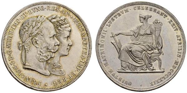 2 Florin / 2 Gulden 匈牙利王国 / 奧地利帝國 (1804 - 1867) 銀 弗朗茨·约瑟夫一世 (1830 - 1916)