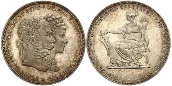 2 Florin / 2 Gulden 匈牙利王国 / 奧地利帝國 (1804 - 1867) 銀 弗朗茨·约瑟夫一世 (1830 - 1916)