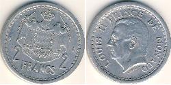 2 Franc Principato di Monaco Alluminio Luigi II di Monaco (1870-1949)