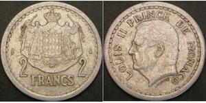 2 Franc Principato di Monaco Alluminio Luigi II di Monaco (1870-1949)