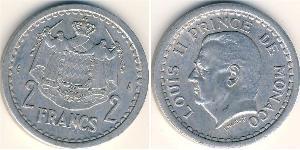 2 Franc Principato di Monaco Alluminio Luigi II di Monaco (1870-1949)