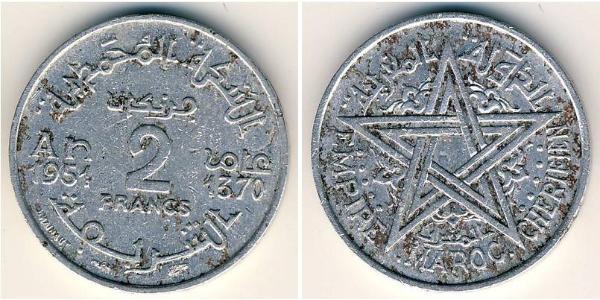 2 Franc Marruecos Aluminio 